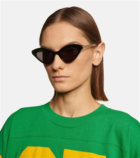 gucci cat-eye sunglasses with bamboo arms|Gucci 55mm cat eye sunglasses.